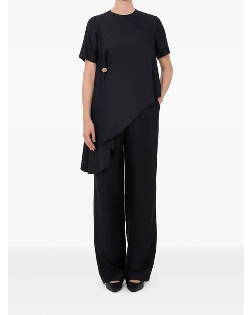 Loulou de Saison Black "Madea" Draped Asymmetric Top