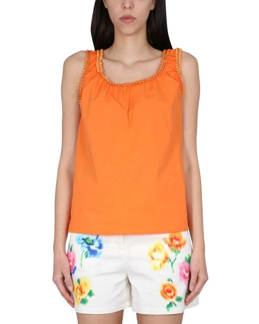 Boutique Moschino Orange Cotton Tops
