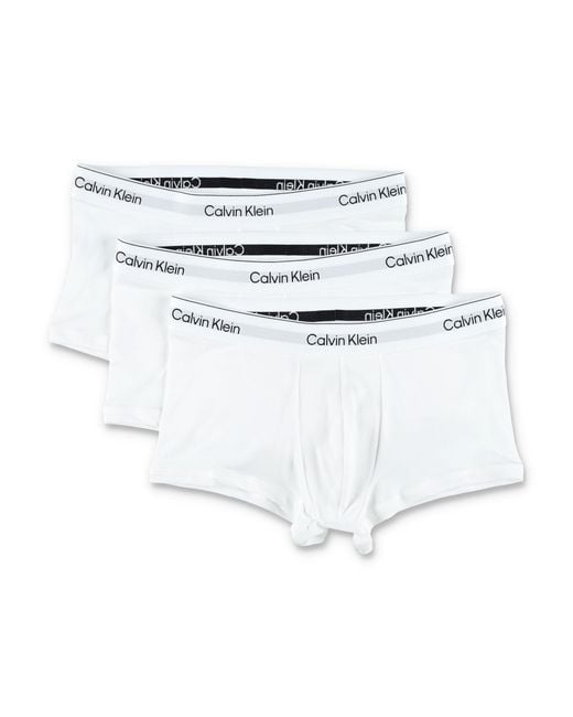 Calvin Klein White Cotton Blend 3-Pack Low Rise Trunks for men