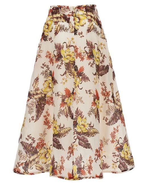 Zimmermann Natural 'Matchmaker Floral Flare' Skirt