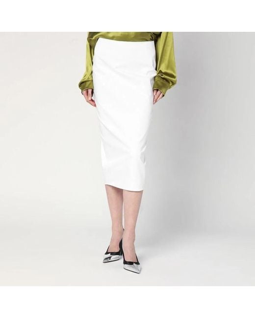 THE LATEST White Cotton Midi Skirt