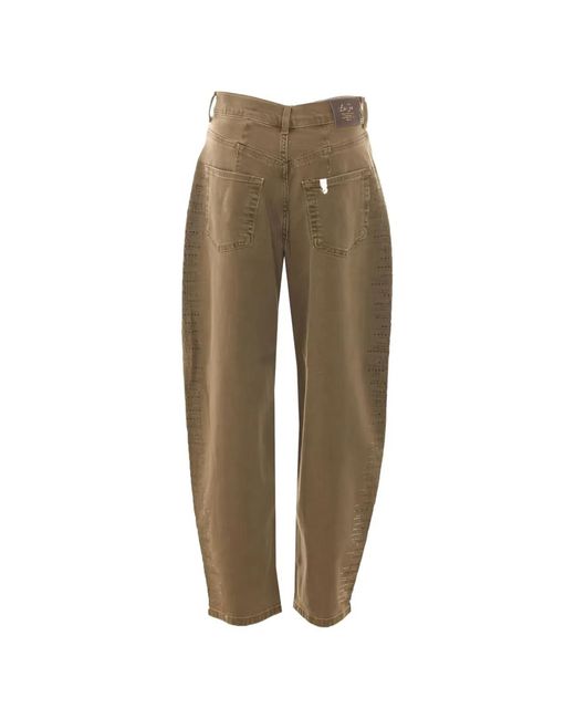 Liu Jo Natural Rhinestone Barrel-Leg Trousers