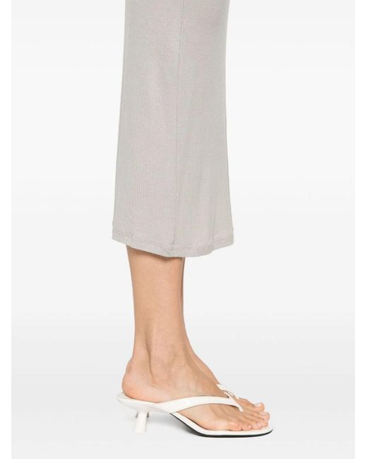 Majestic White Ribbed Viscose Long Dress