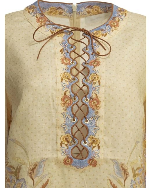 Zimmermann Natural "Indra" Short Dress