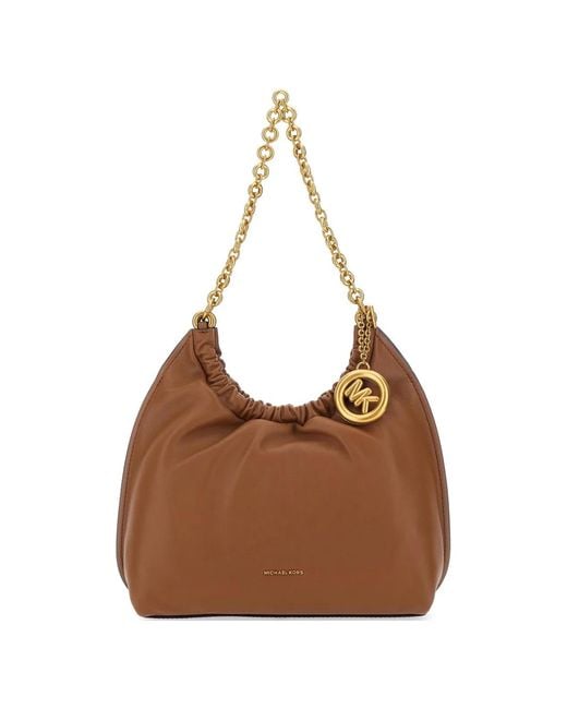 Michael Kors Brown Chain Strap Gathered Bag