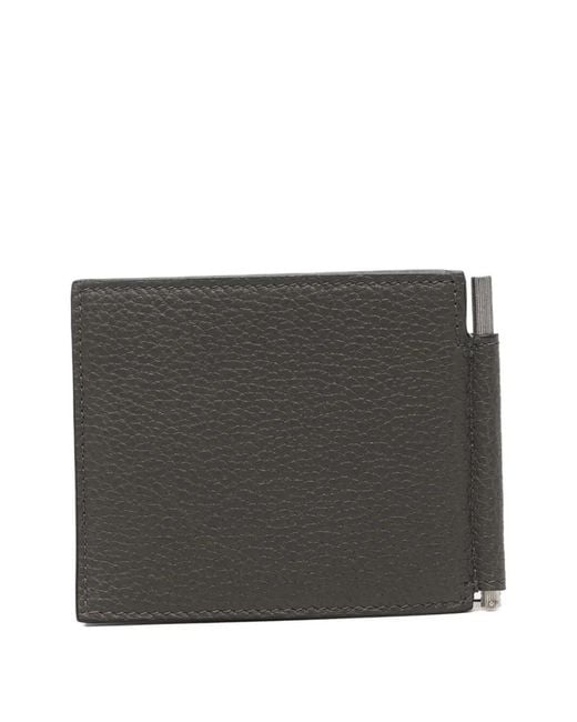 Tom Ford Gray Soft Grain Leather T Line Money Clip Wallet for men