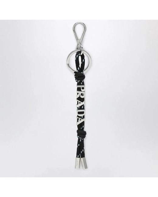 Prada Black Fabric Key Ring for men
