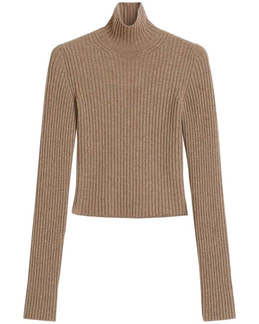 Max Mara Brown Wool Cashmere Turtle Neck