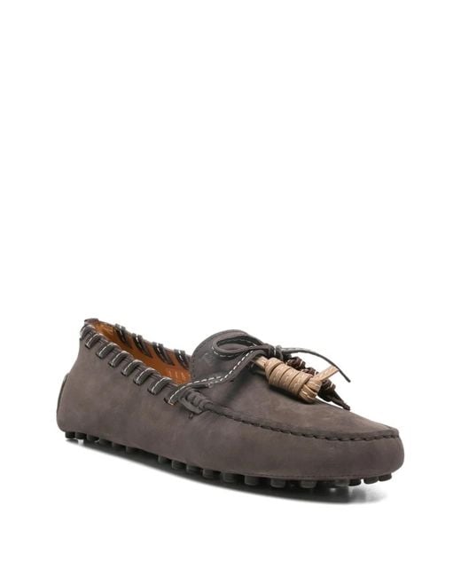 Tod's Gray Gommino Suede Leather Loafers