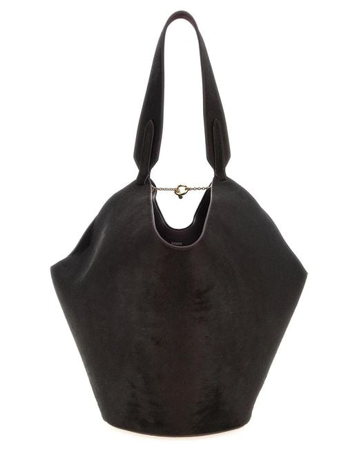 Khaite Black 'Lotus' Small Shopping Bag
