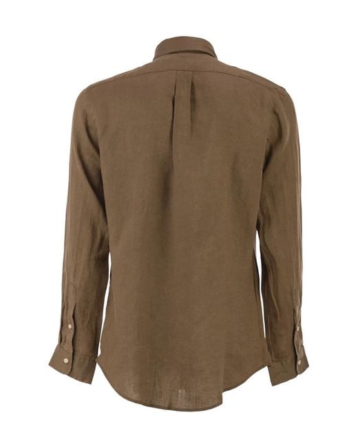 Polo Ralph Lauren Brown Custom-Fit Linen Shirt for men