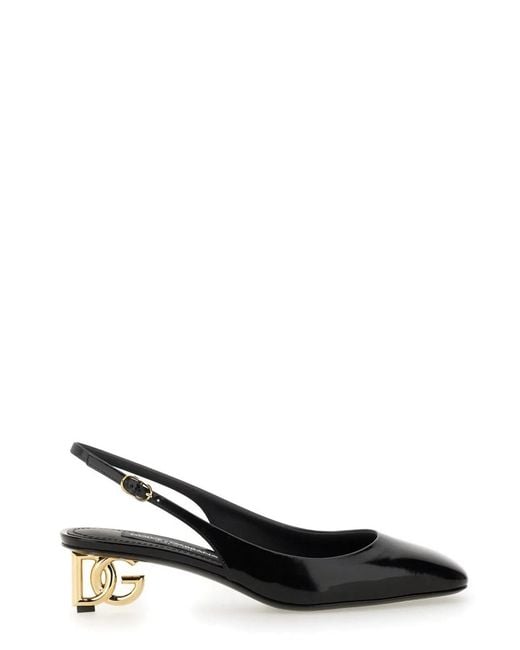 Dolce & Gabbana Black Dolce & Gabbana Patent Leather Slingback