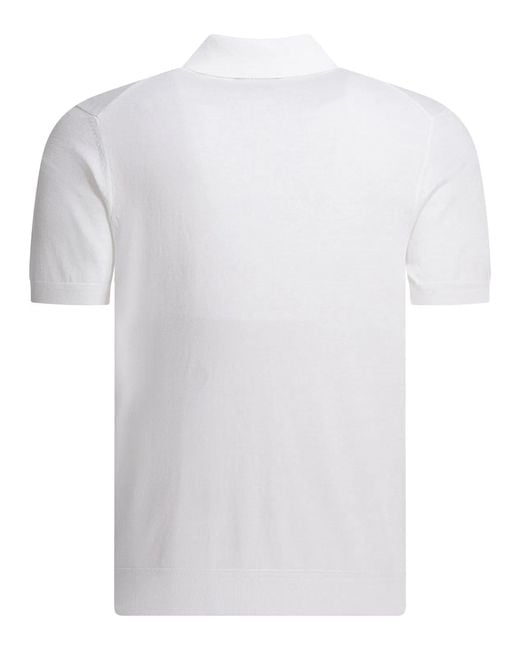 Tom Ford White Cotton Knit Polo Shirt for men