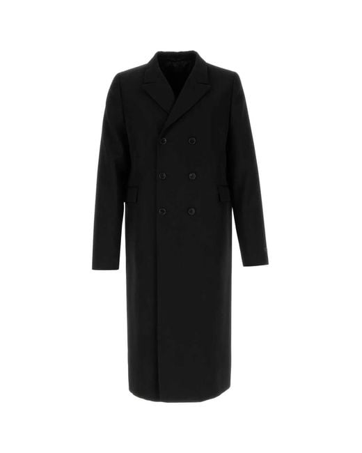 Prada Black Wool Overcoat for men
