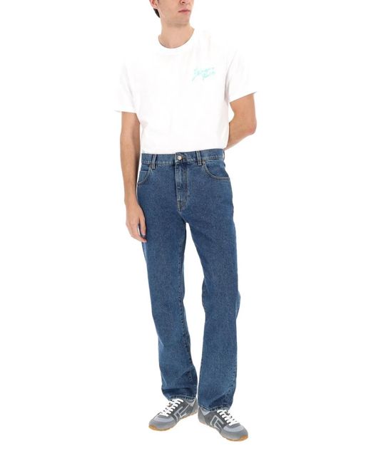 Balmain Blue Straight Denim Jeans for men