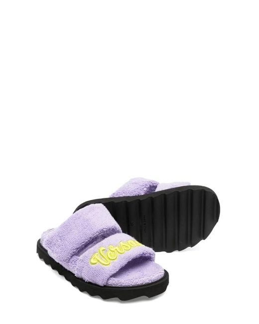 Versace White Terry Slipper And Embroidery