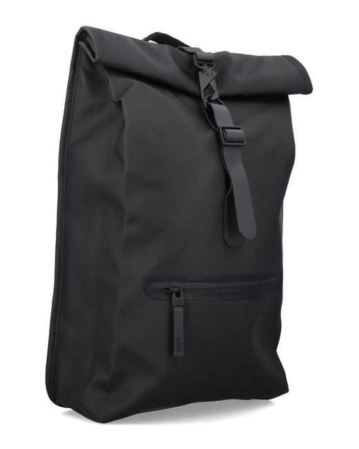 Rains Black Rolltop Backpack