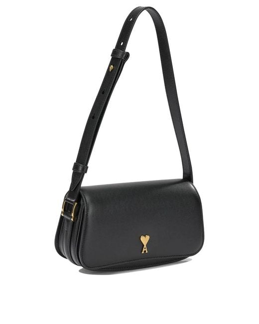 AMI Black "Paris Paris" Small Shoulder Bag