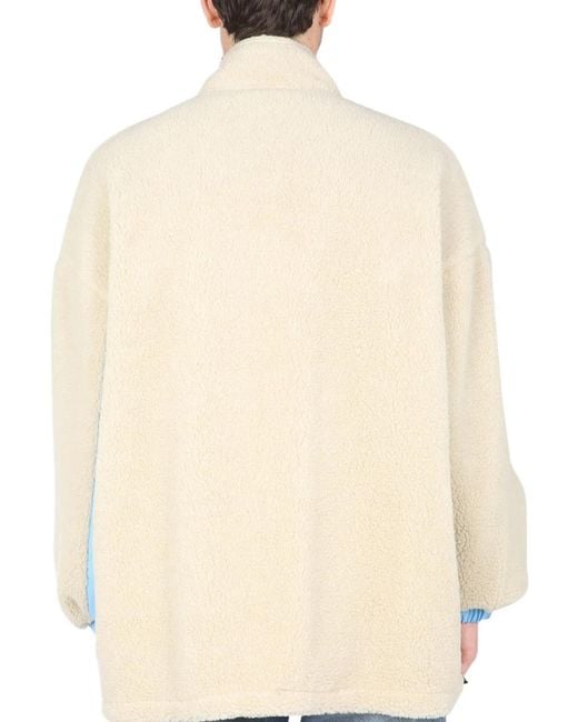 MSGM White Reversible Sherpa Jacket for men
