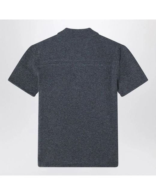 Miu Miu Blue Slate Cashmere Polo Shirt