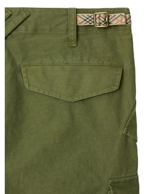Burberry Green Cotton Cargo Trousers With Adjustable Waist for men