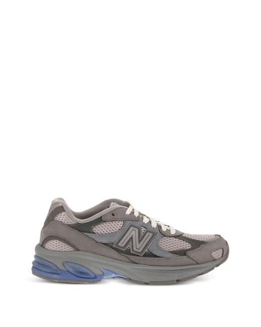 New Balance Gray Leather Synthetic Mesh Sneakers