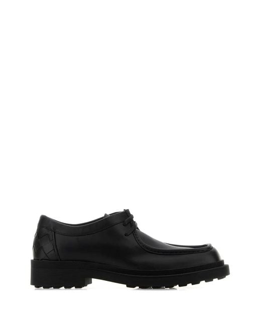 Bottega Veneta Black Leather Ben Lace-Up Shoes for men