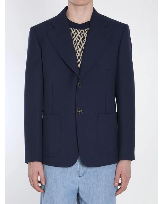 Valentino Garavani Blue Single-Breasted Jacket for men