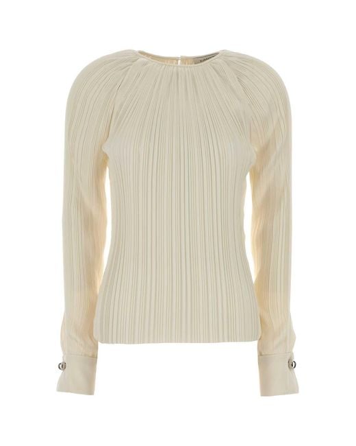 Lanvin White Top Girocollo Plissettato