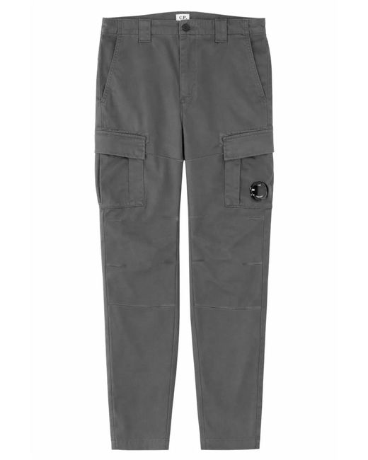 C P Company Gray Pantalone Cargo Con Patch Logo for men