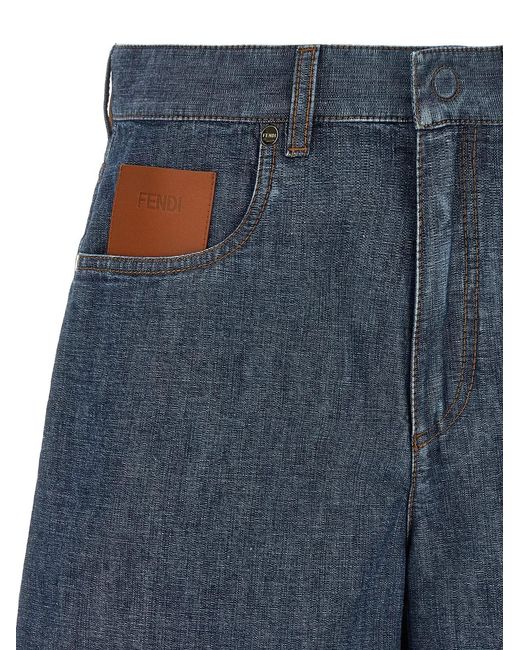 Fendi Blue Chambray Denim Shorts