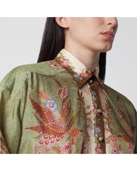 Zimmermann Green Indra Shirt With Floral Print