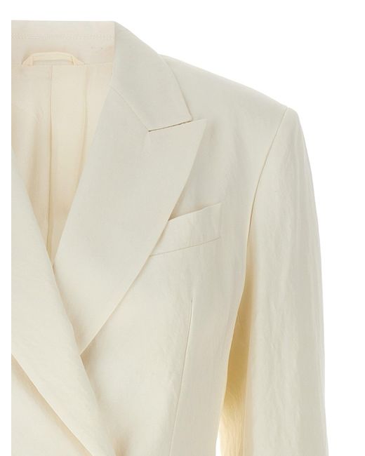 Brunello Cucinelli Natural Double-Breasted Blazer