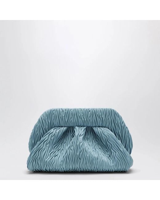 THEMOIRÈ Blue Ruched Vegan Leather Bios Clutch