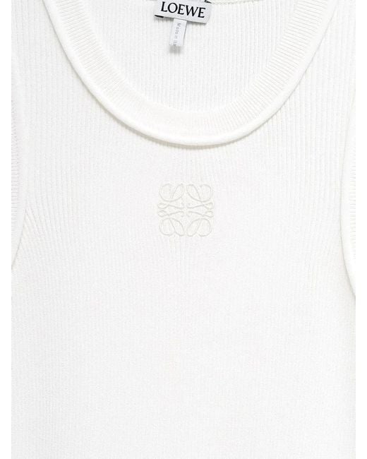 Loewe White Anagram Ribbed Tank Top