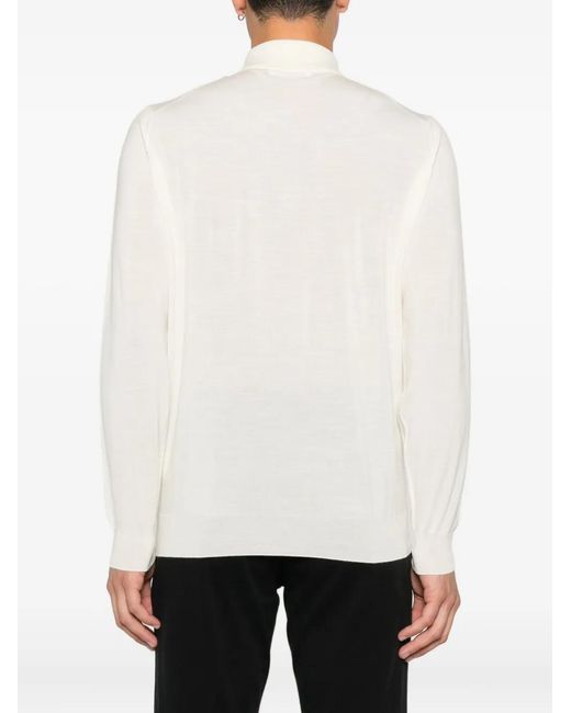 Lardini White Wool Polo Shirt for men