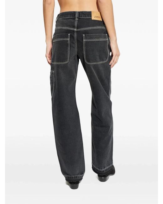 Isabel Marant Gray Jeyda Wide-Leg Cotton Pants
