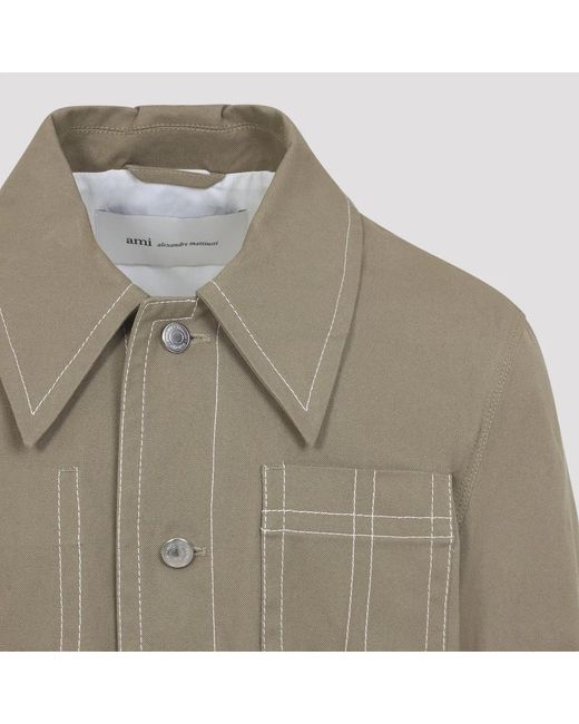 AMI Natural Worker Buttoned Cotton Jacket for men