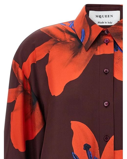 McQueen Red 'Flame Lily' Shirt