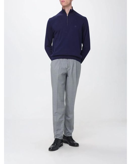 Etro Blue Cotton Sweater for men