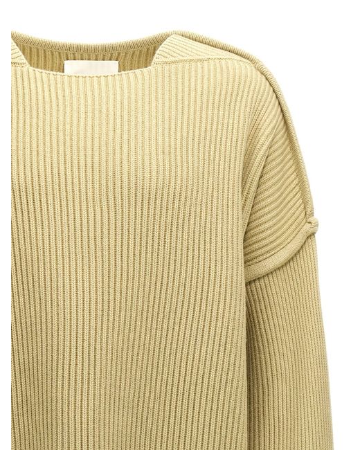 Jil Sander Natural Geometric Neckline Sweater for men