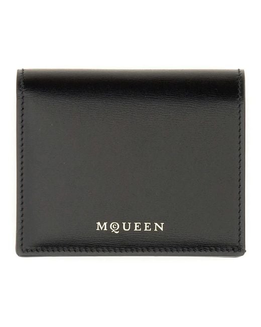 McQueen Black Calf Skin Wallets