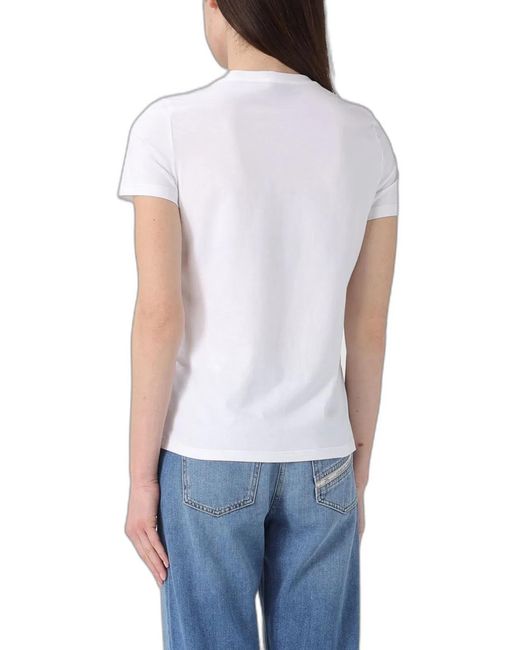 Elisabetta Franchi White Jersey T-Shirt With Embroidered Logo