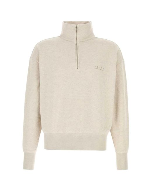 Prada White Melange Sand Cotton Sweatshirt for men