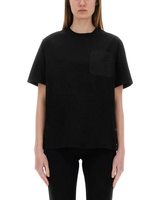 Moncler Black T-Shirt With Side Buttons