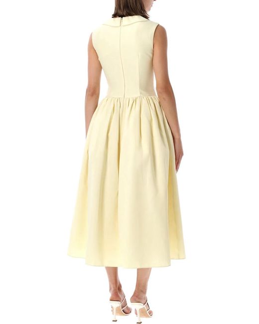 Self-Portrait Yellow Taffeta Collared Midi Dress