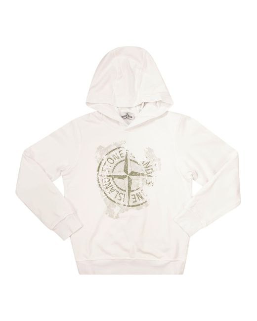 Stone Island White Hoodie With 'Baobab Three' Print