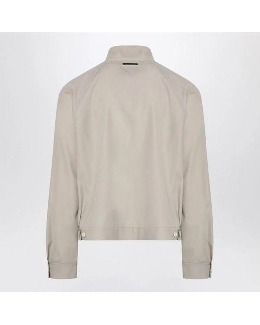 Prada Gray Sandcolored Cotton Zipup Jacket for men