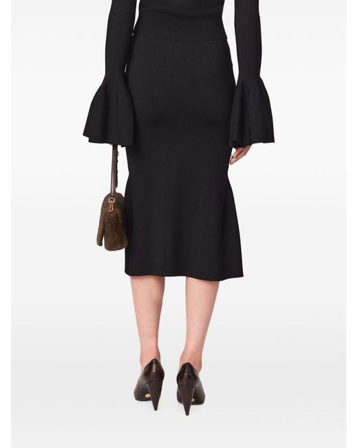 Stella McCartney Black Flared Midi Skirt