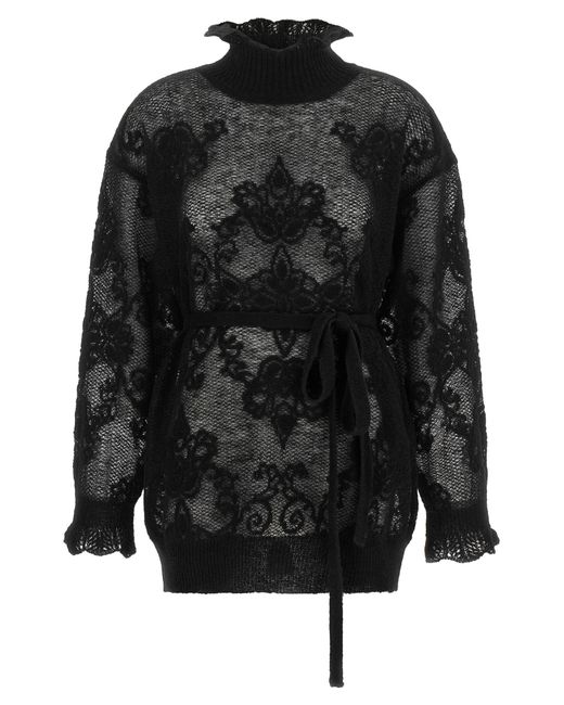 Twinset Black Twin Set Jacquard Yarn Sweater